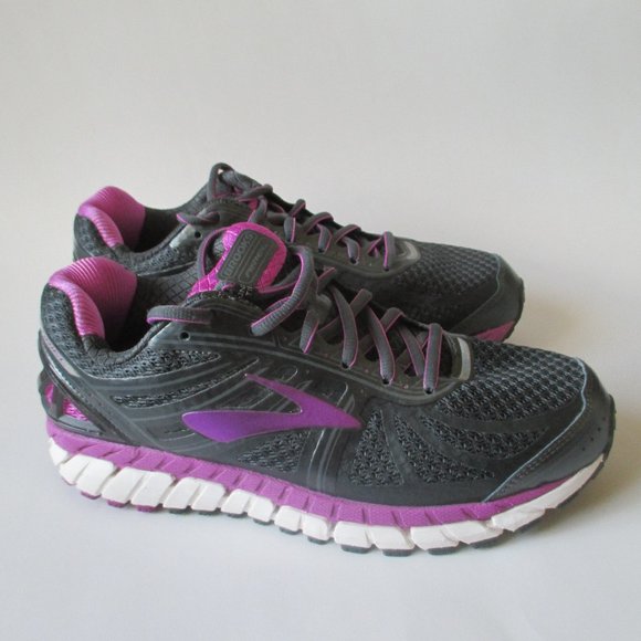 Brooks Shoes - Brooks Wide Ariel 16 Lace Up Running Shoes Women's Size 9 D Anthracite/Purple